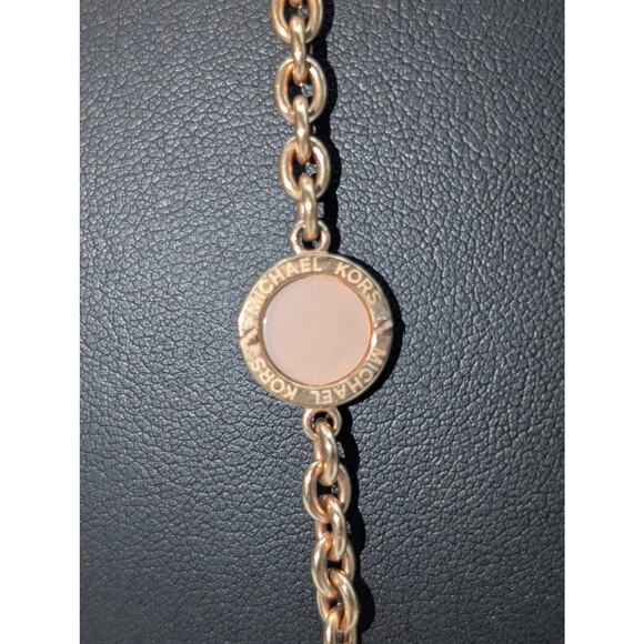 Michael Kors Resin Station Rose Tone Chain 36" Necklace - Picture 3 of 5